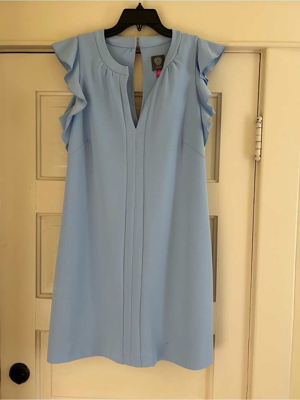 Vince Camuto Sky Blue Ruffle Sleeve Shift Dress